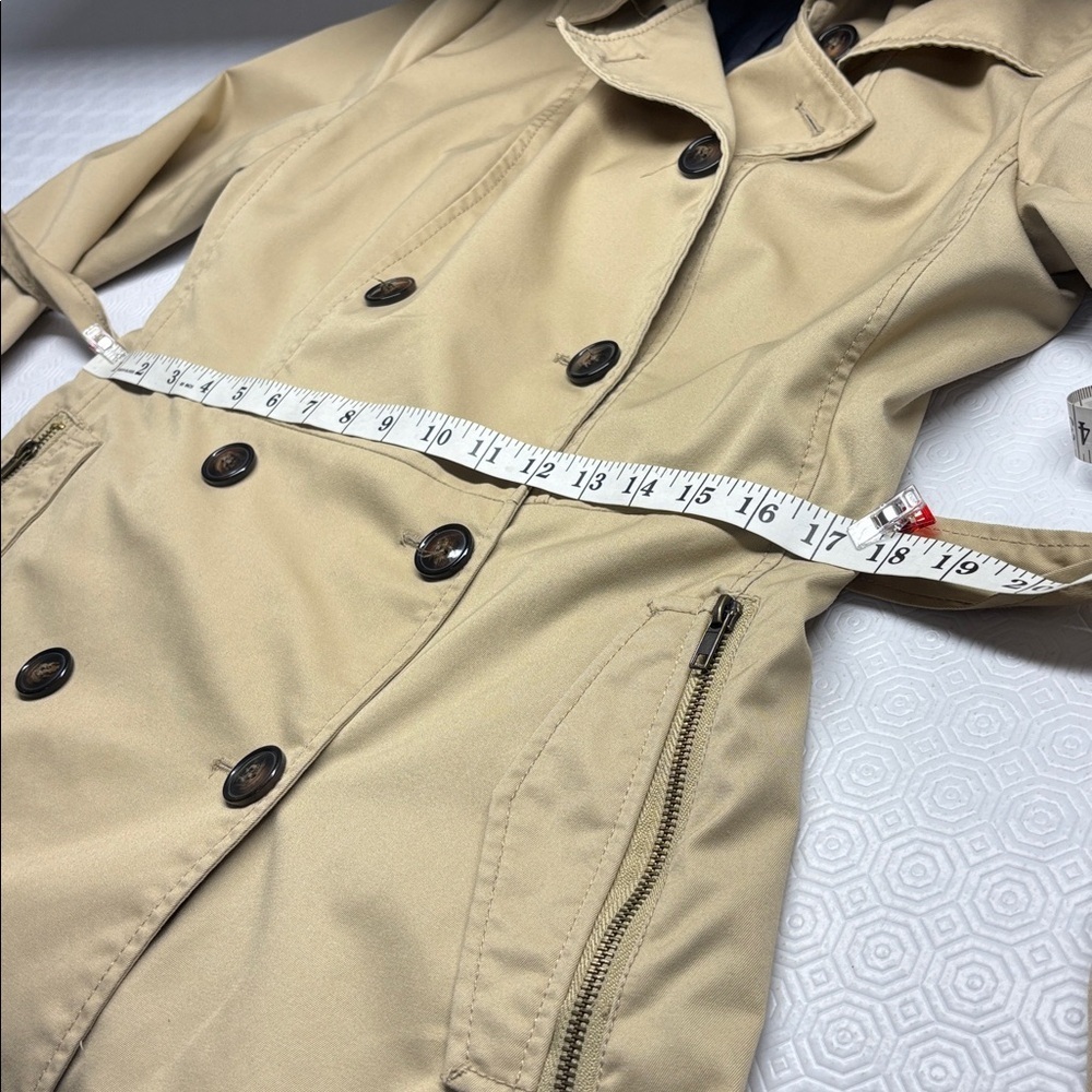 H and M Double Breasted Raglan Trench Coat Jacket Size 14 Colour Tan - Picture 14 of 15